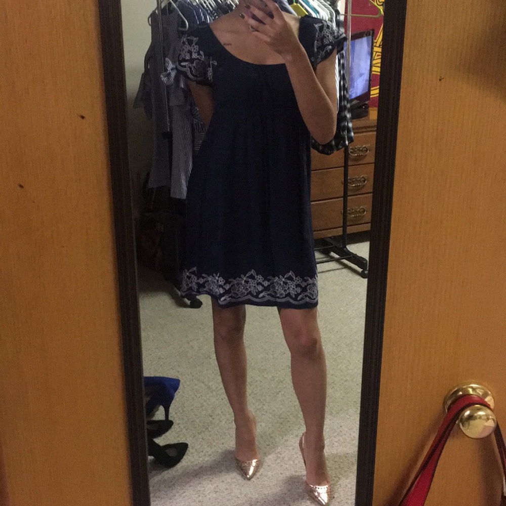 Navy blue embroidered dress